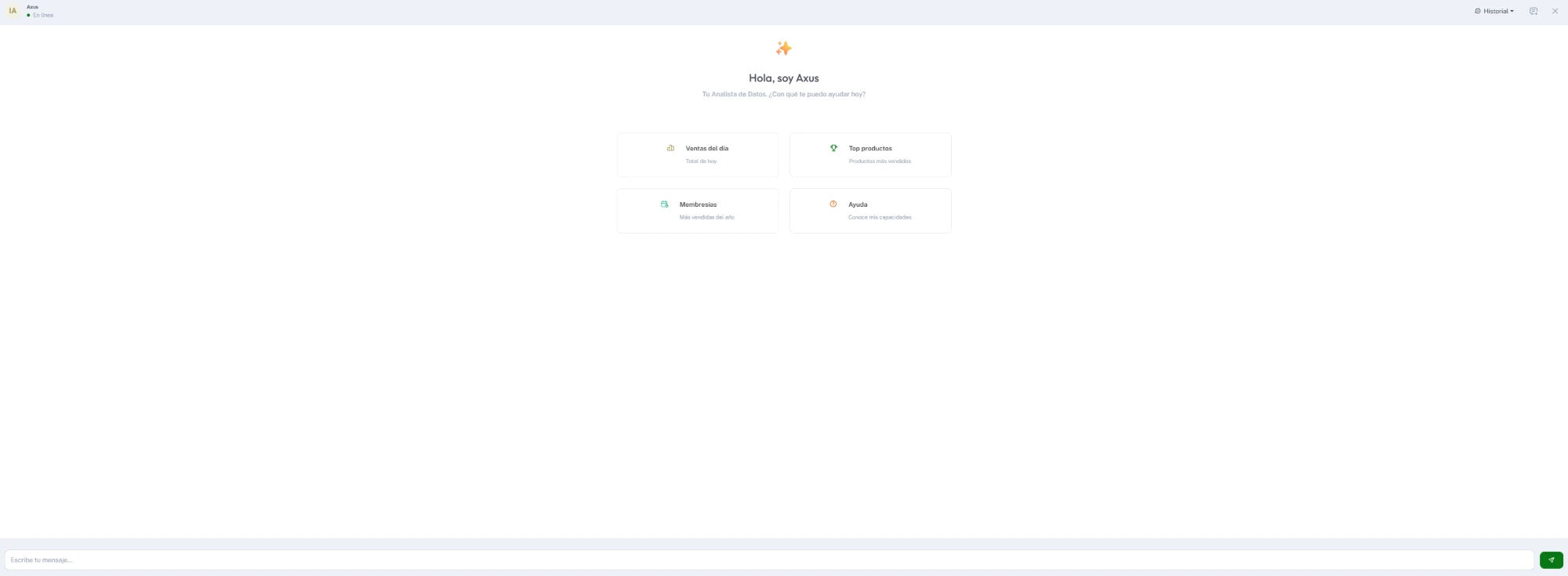 Axus, analista de datos con IA dentro del panel